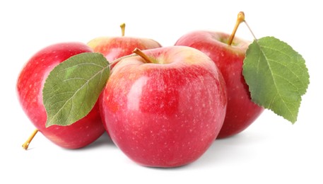 Photo of Fresh ripe red apples isolated on white