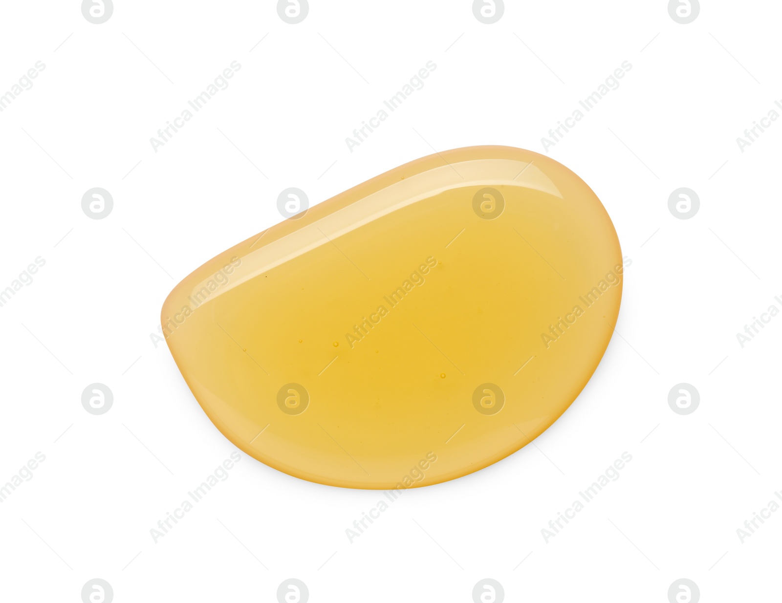 Photo of Drop of tasty natural honey isolated on white, top view