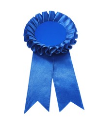 Photo of One blue award ribbon isolated on white