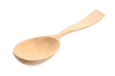 Photo of New handmade wooden spoon isolated on white