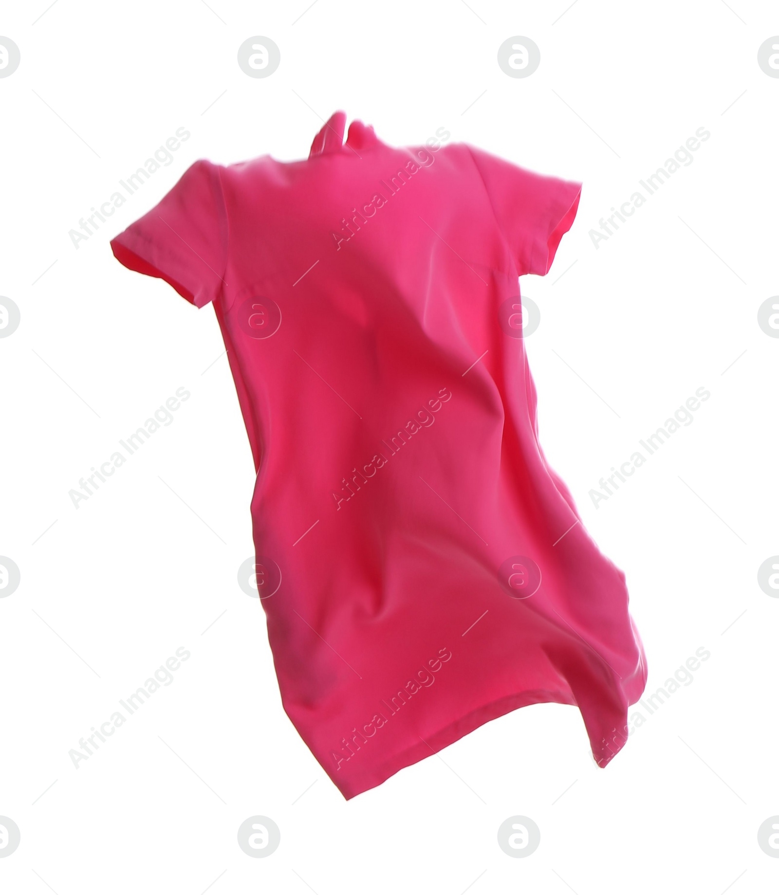 Photo of Pink dress isolated on white. Stylish clothes