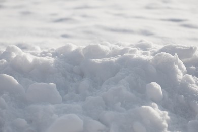 White snow as background, closeup. Winter season