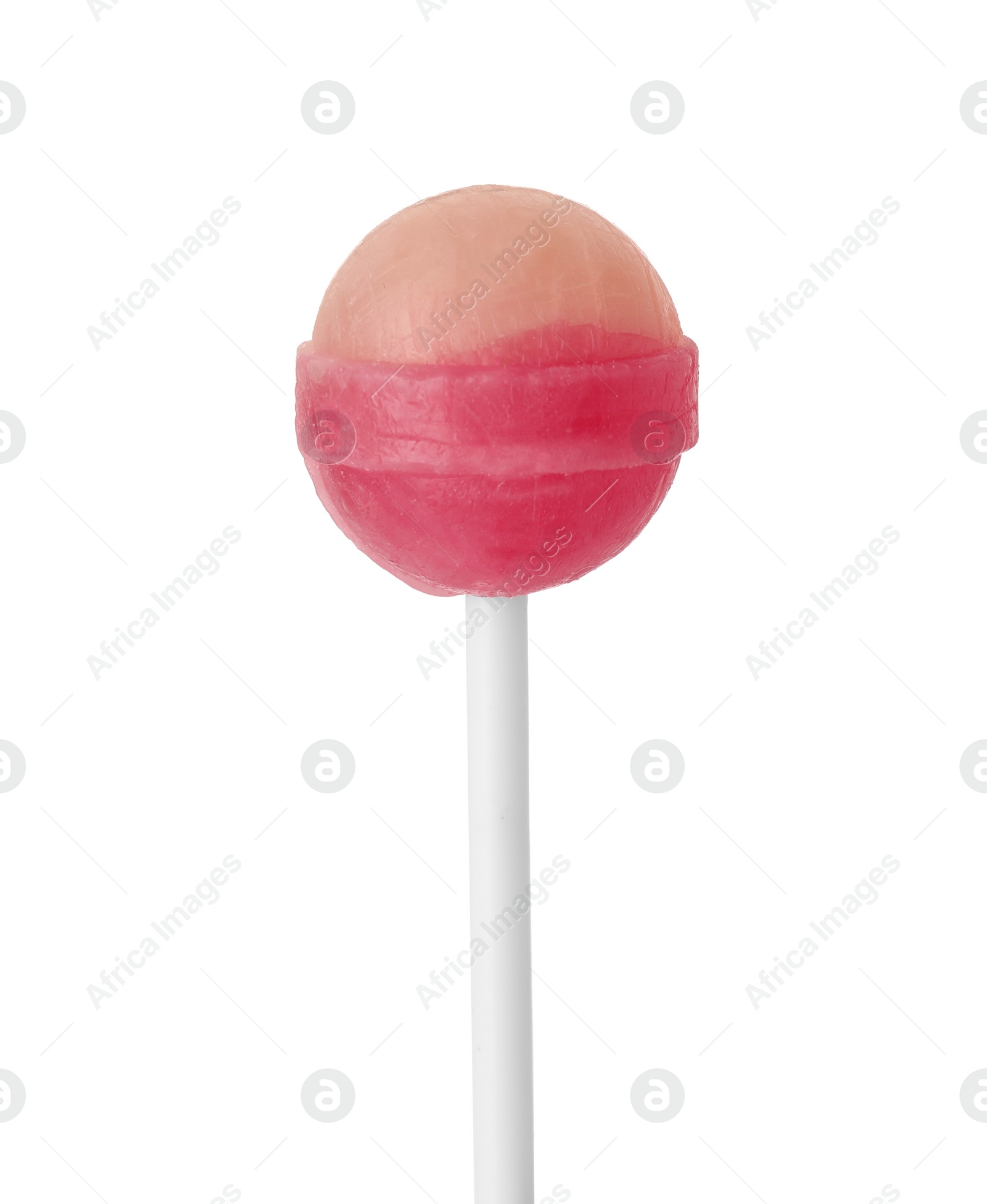 Photo of One sweet colorful lollipop isolated on white