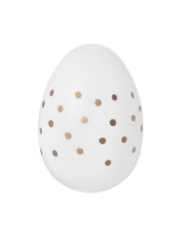 Photo of One Easter egg with stylish pattern isolated on white