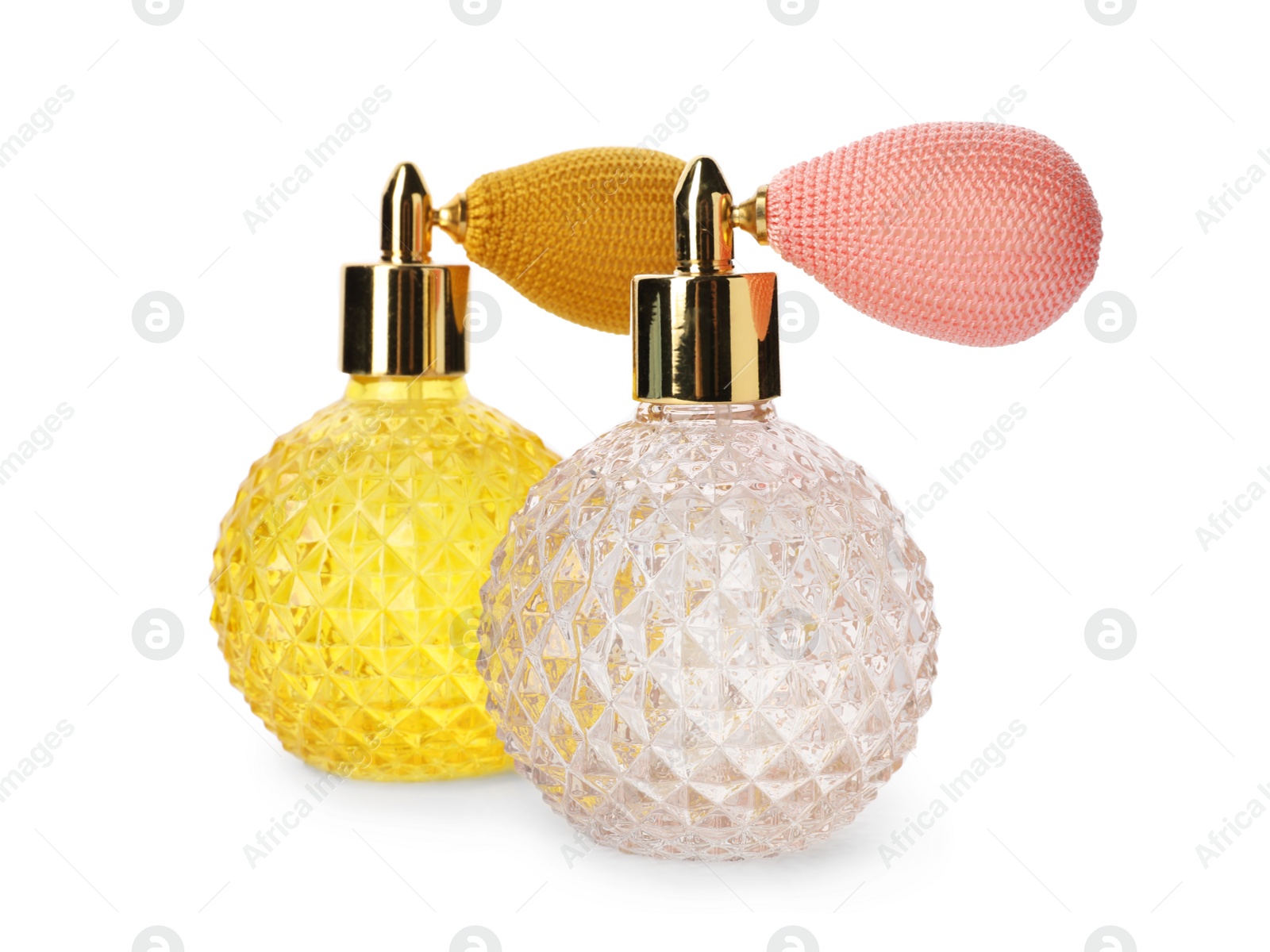 Photo of Vintage bottles of perfume isolated on white