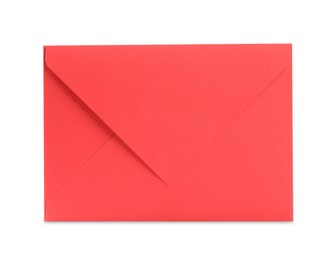 Photo of One red letter envelope on white background