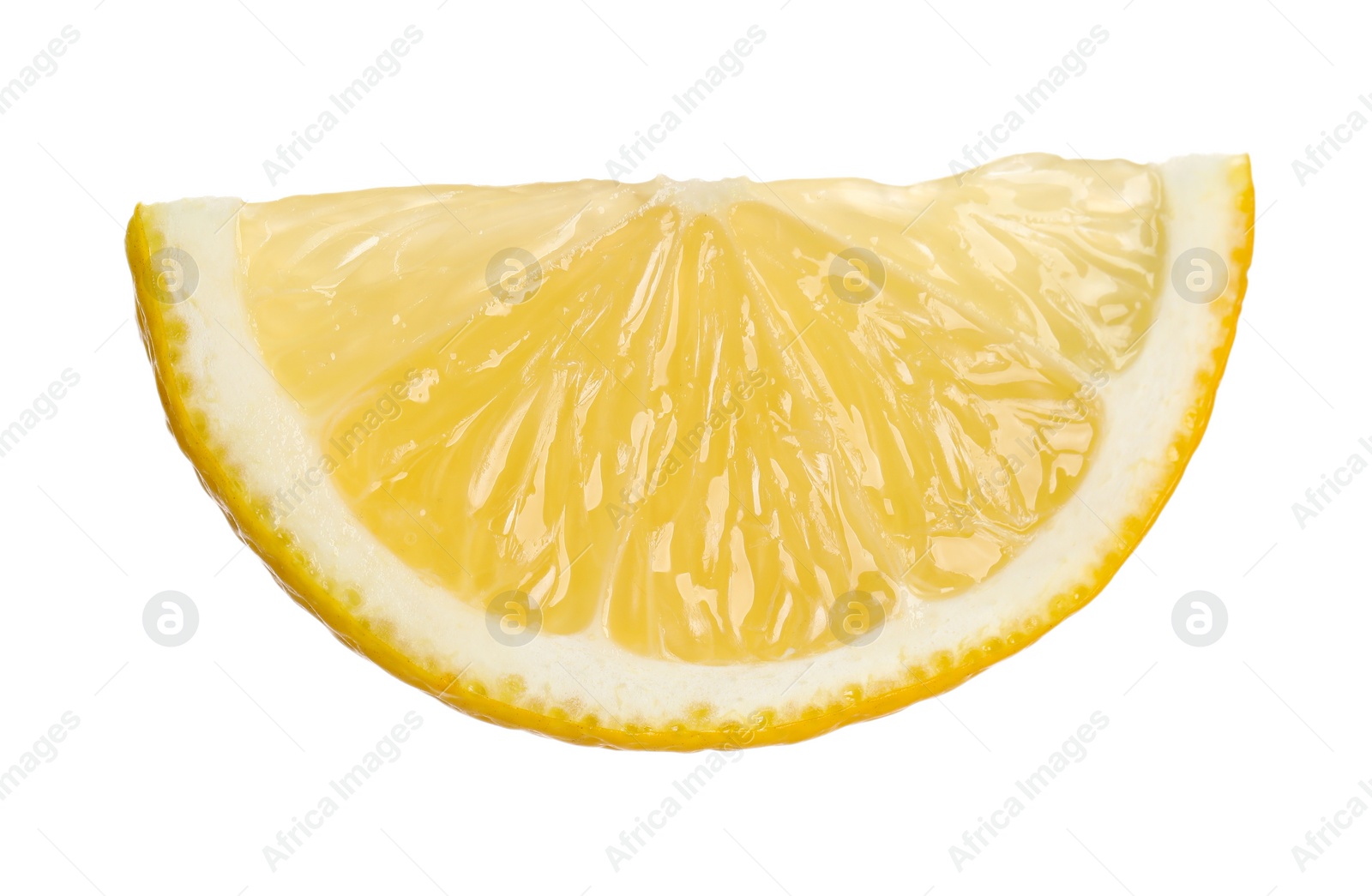 Photo of Slice of fresh lemon isolated on white