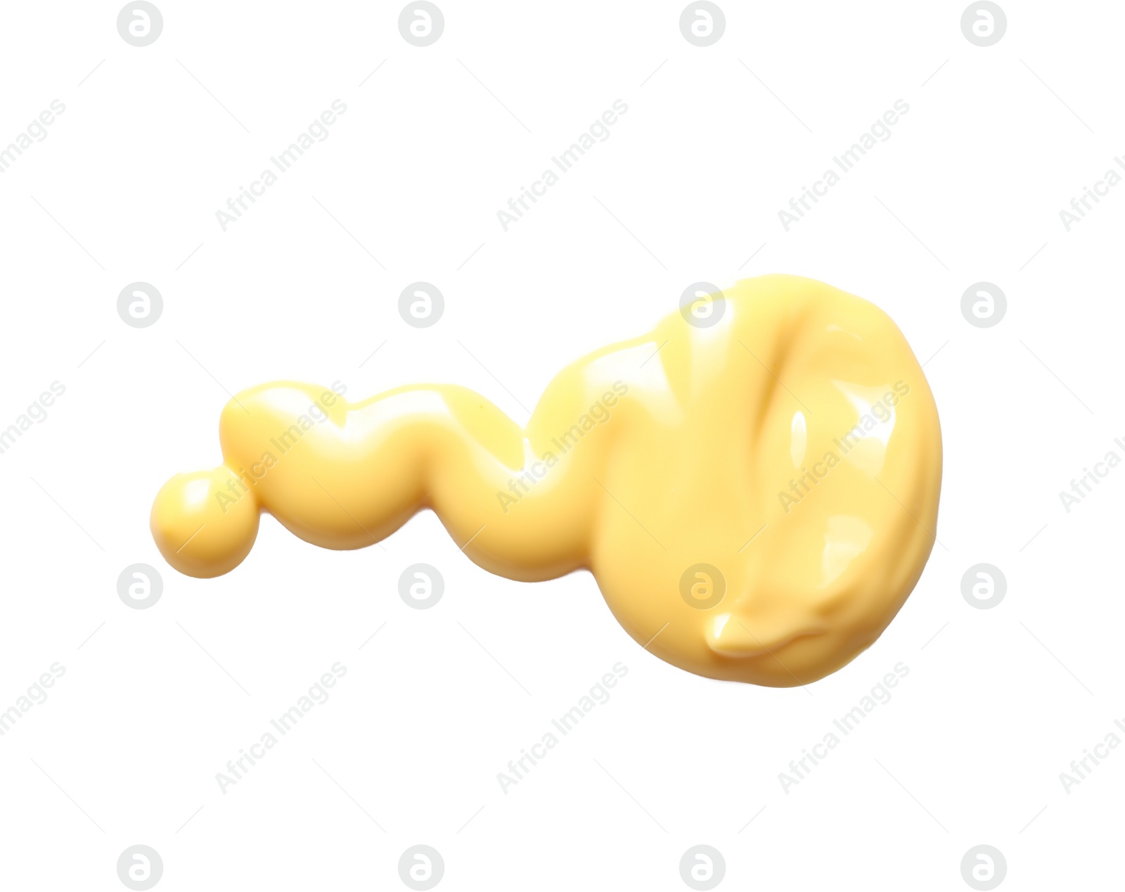 Photo of Delicious cheese sauce on white background, top view