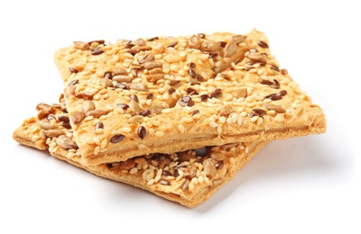 Grain cereal cookies on white background. Healthy snack