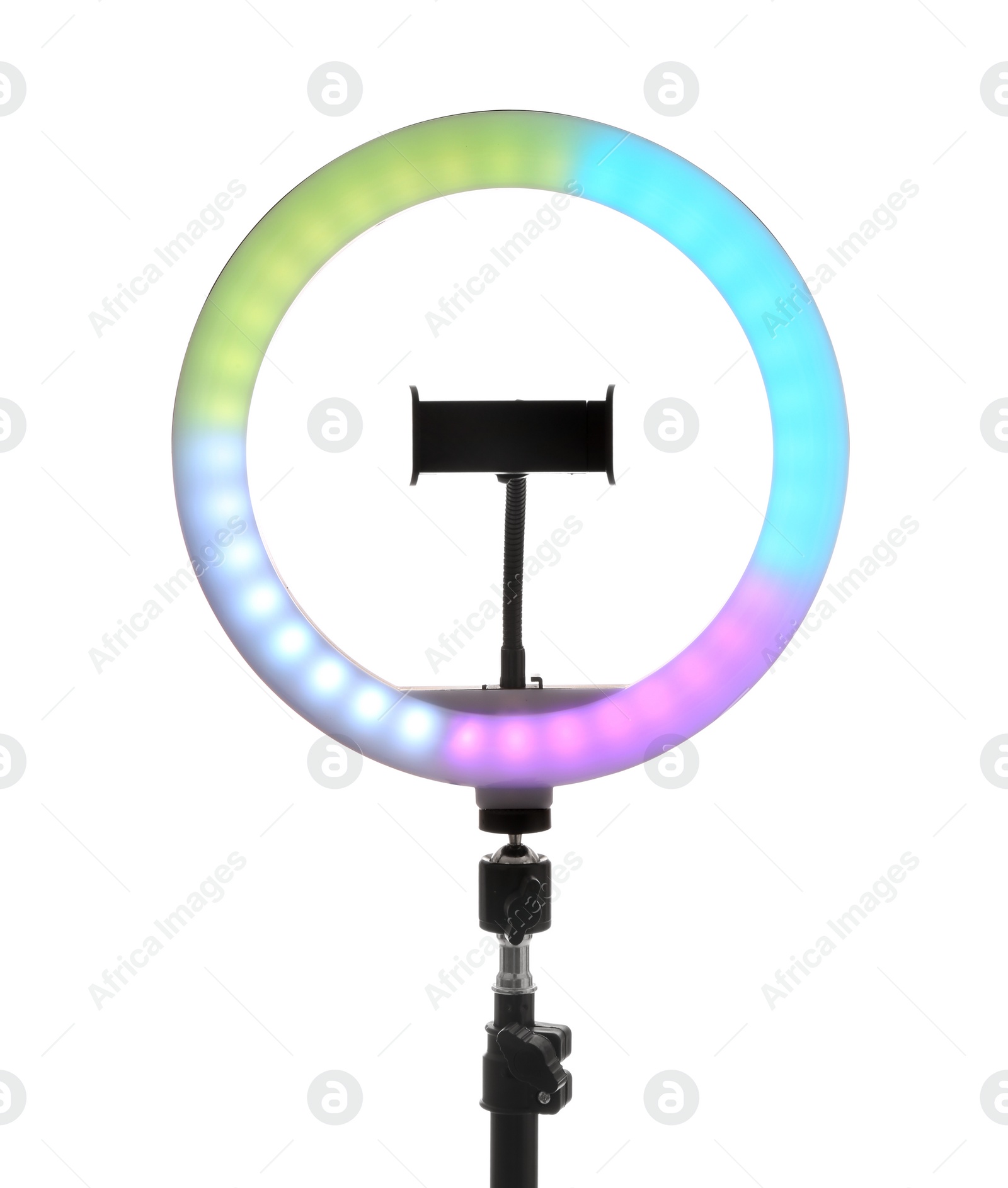 Photo of Tripod with ring light isolated on white