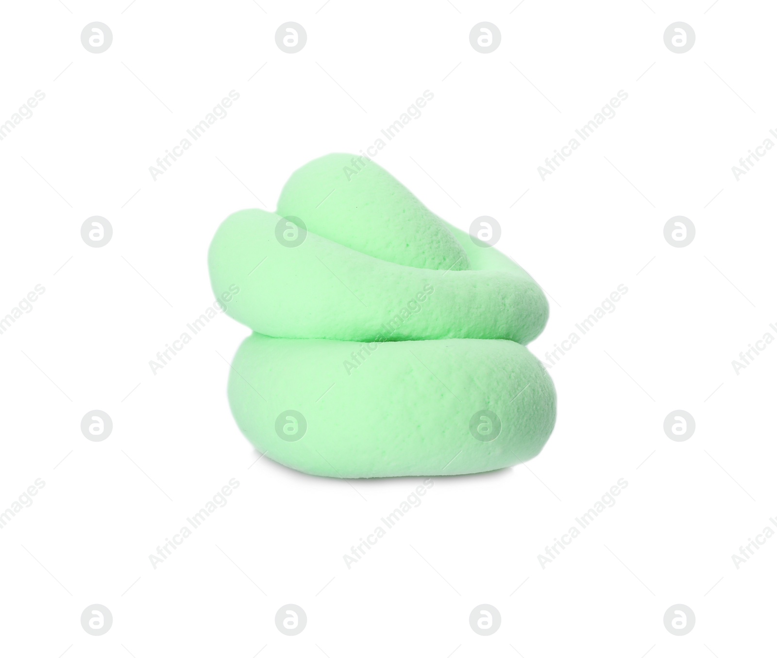 Photo of Green fluffy slime isolated on white. Antistress toy