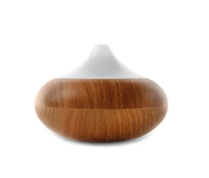 Photo of Modern essential oil diffuser on white background