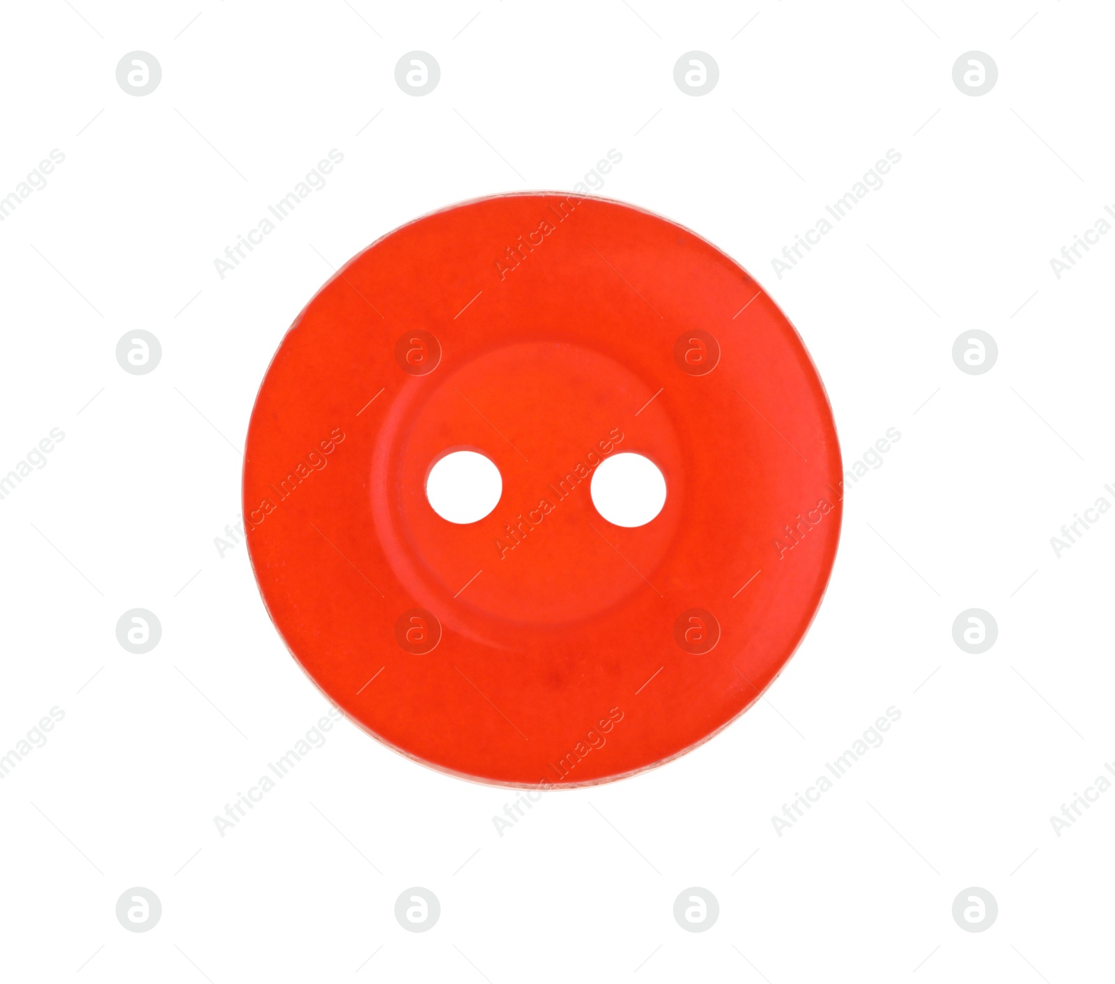 Photo of Red plastic sewing button isolated on white