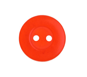 Red plastic sewing button isolated on white