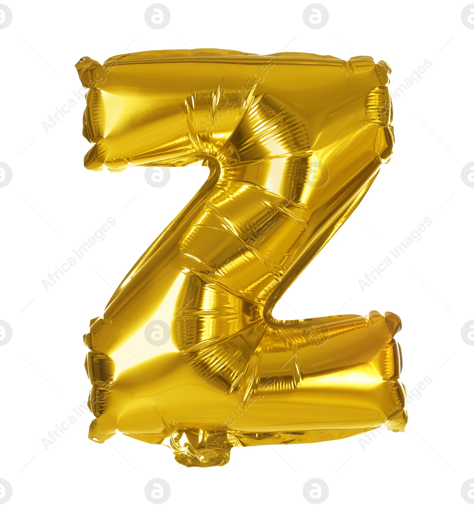 Photo of Golden letter Z balloon on white background