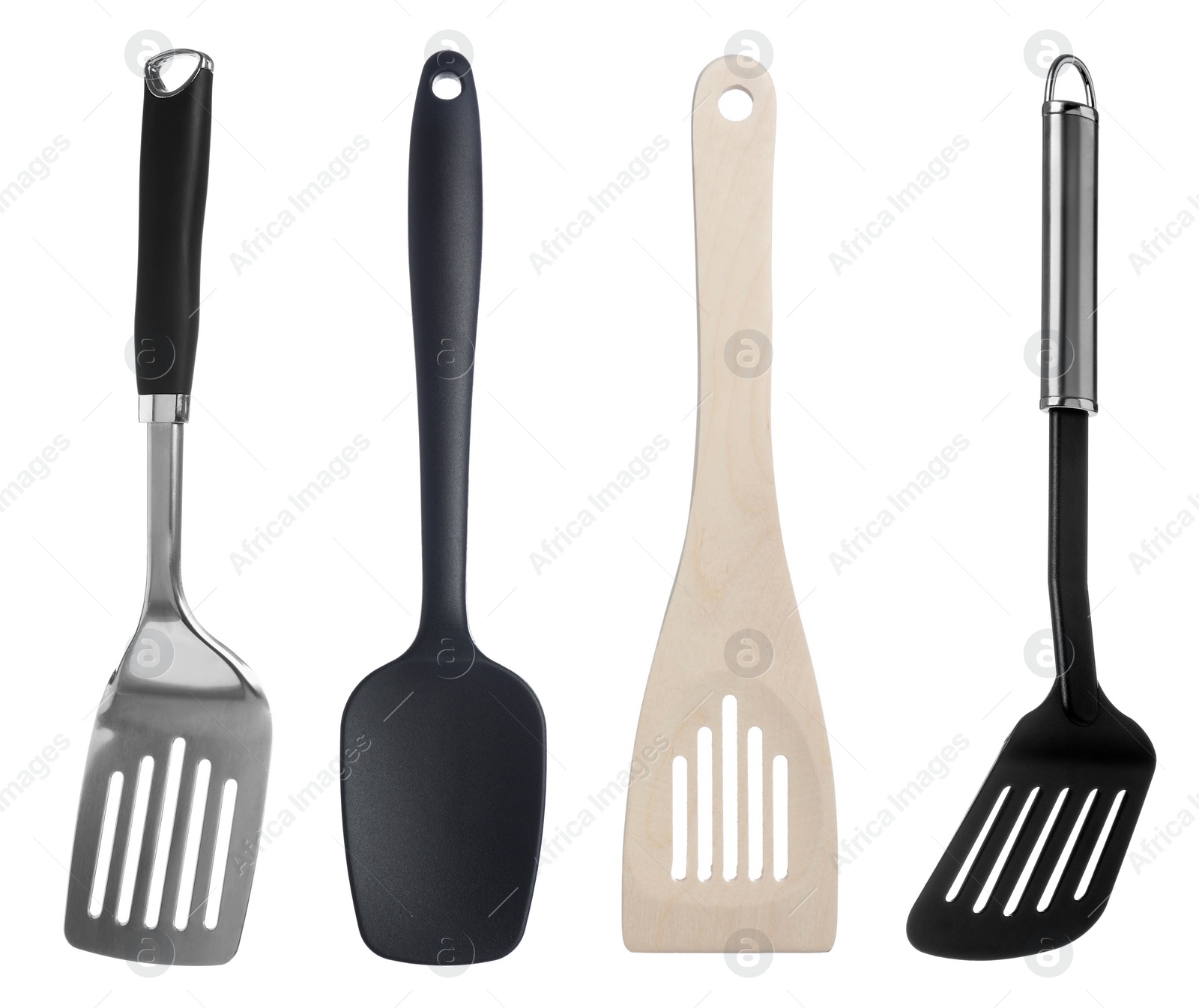 Image of Spatulas isolated on white, set. Cooking utensil