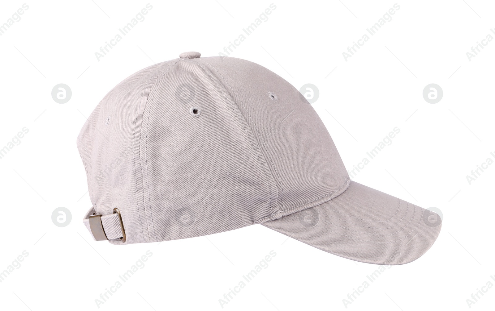 Photo of Stylish beige baseball cap isolated on white