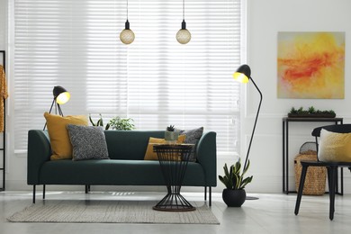 Photo of Modern living room interior with stylish comfortable sofa