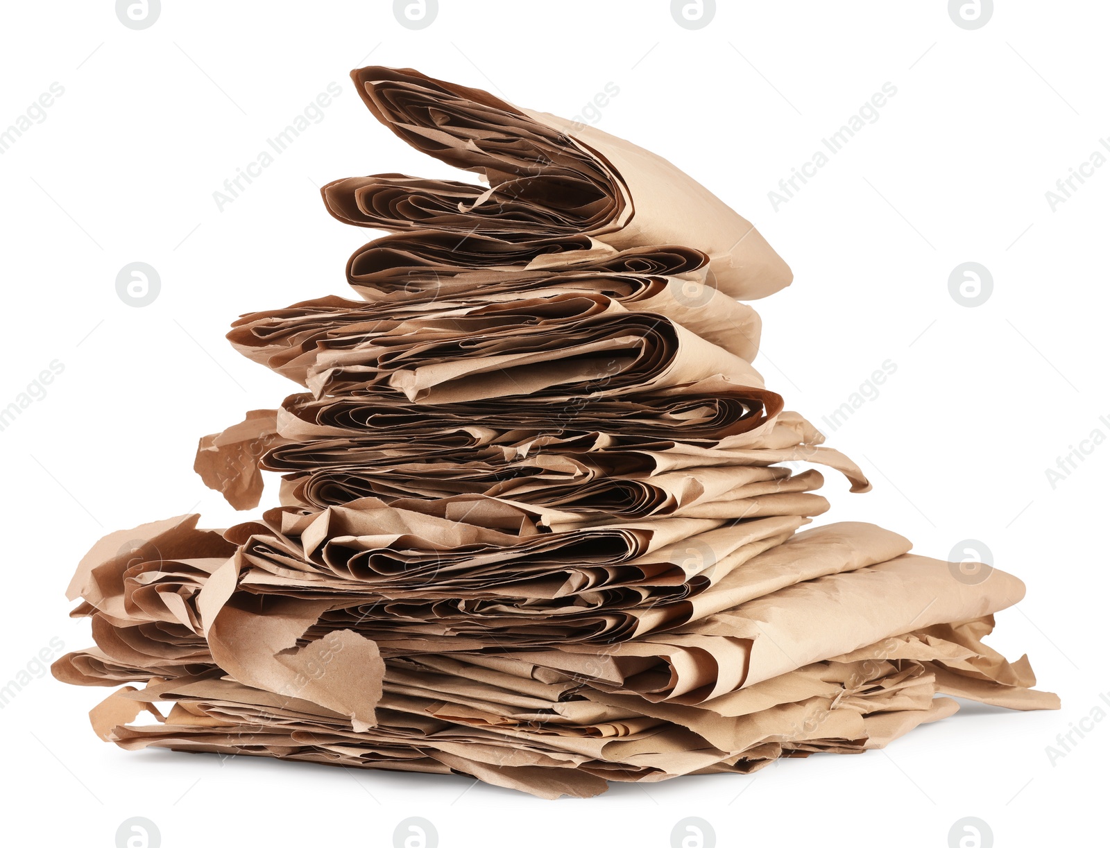 Photo of Stack of waste paper isolated on white