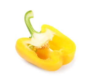 Photo of Half of yellow bell pepper isolated on white