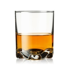 Whiskey in glass isolated on white. Alcoholic drink