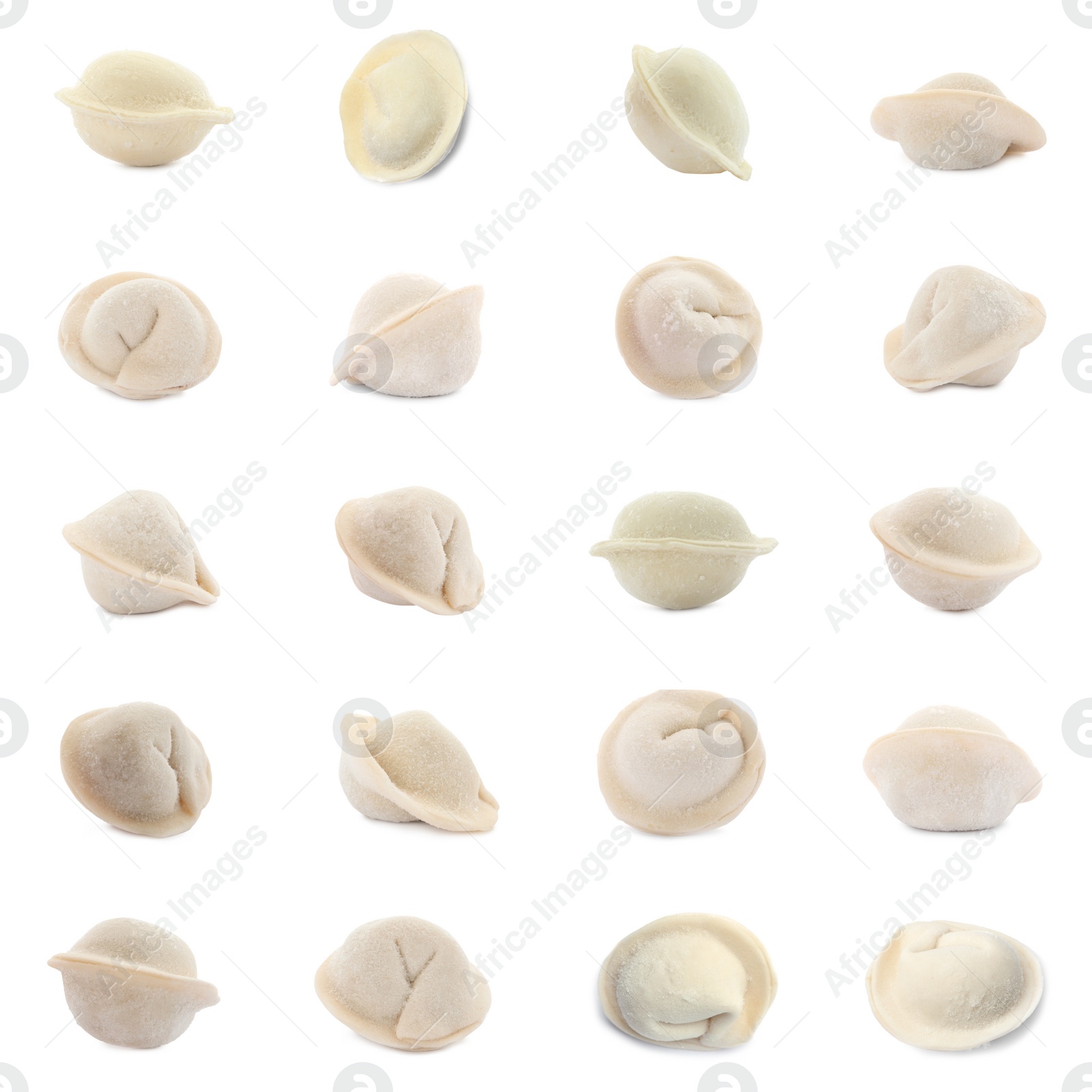 Image of Set of uncooked dumplings isolated on white