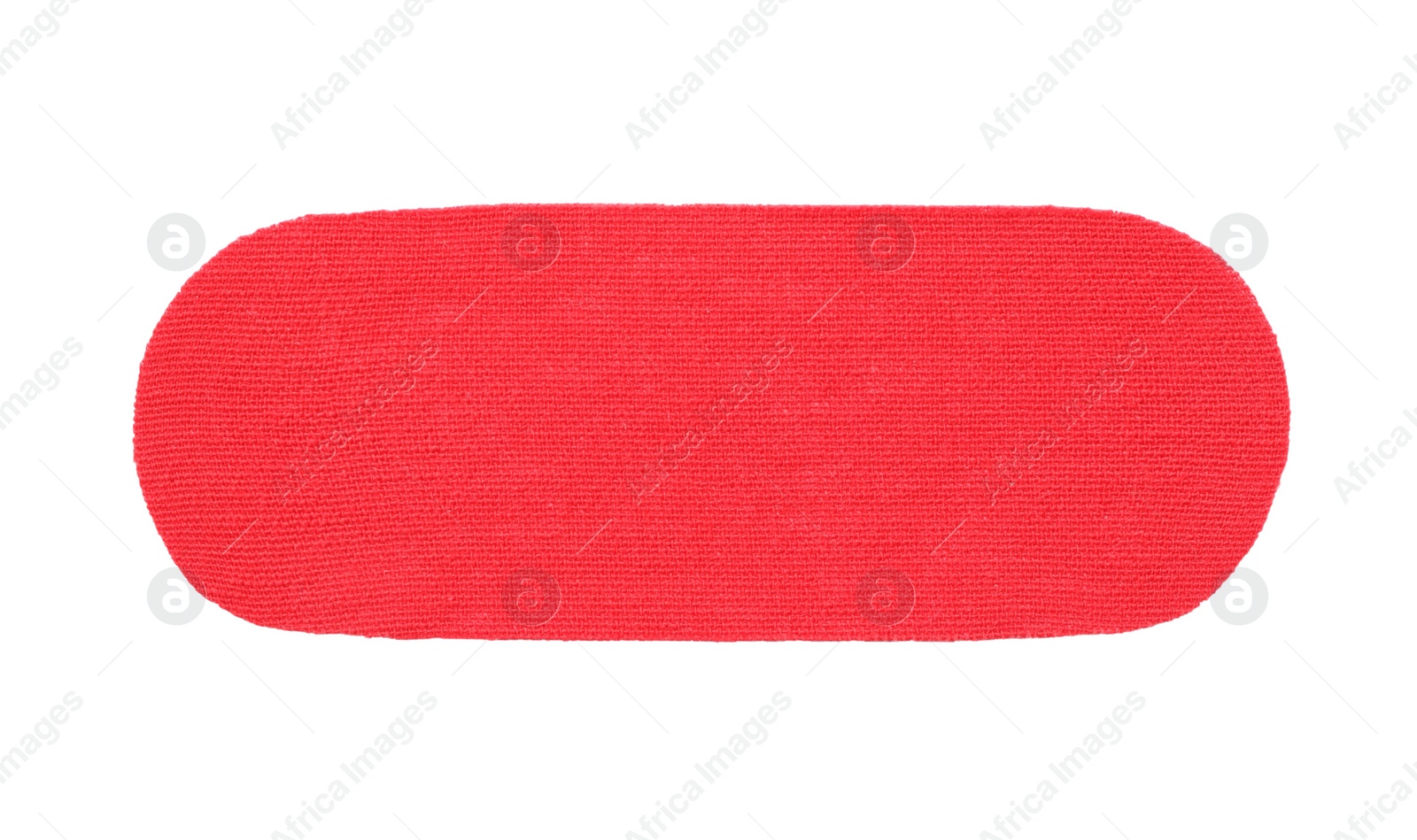 Photo of Red kinesio tape piece on white background, top view