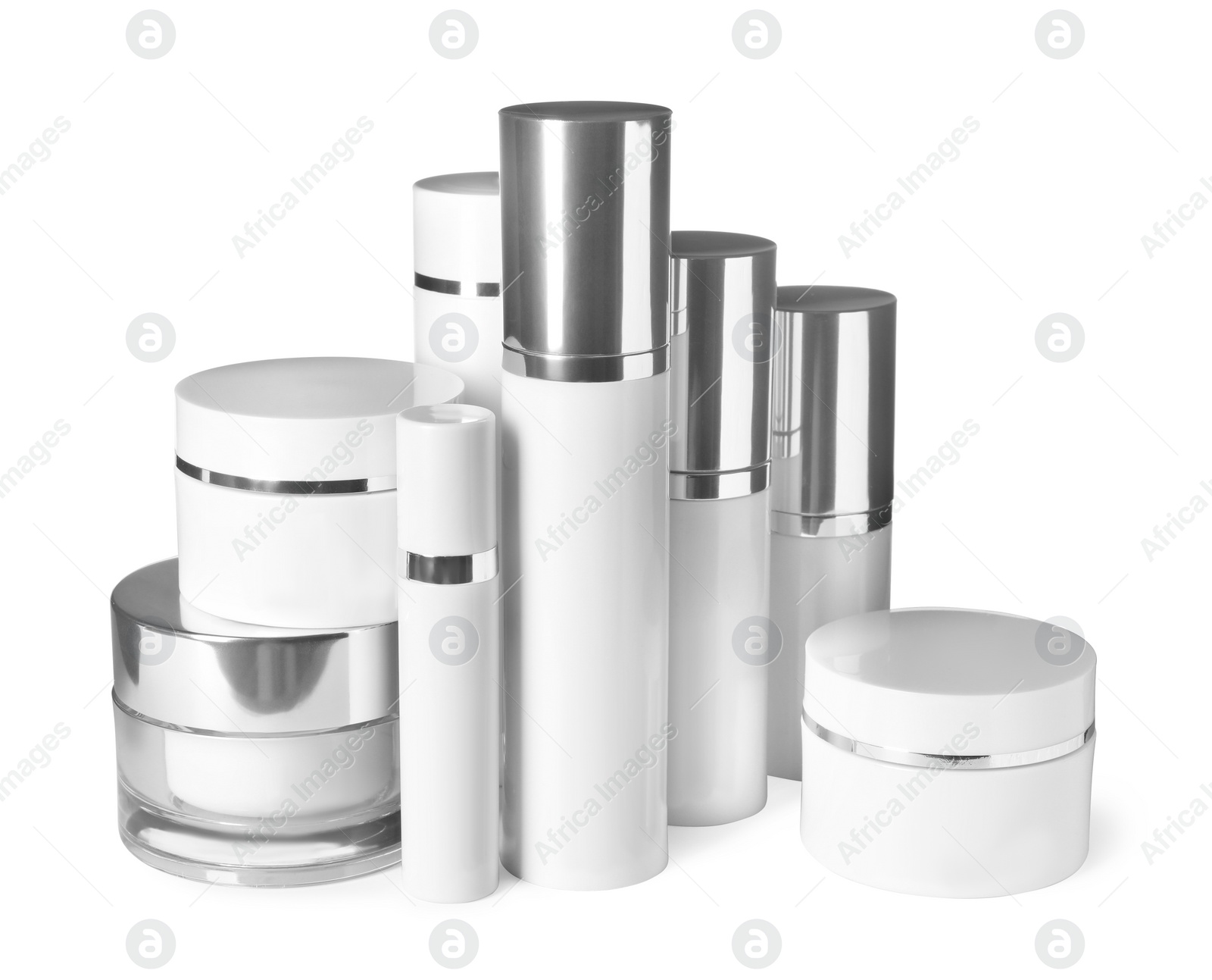 Photo of Set of luxury cosmetic products isolated on white