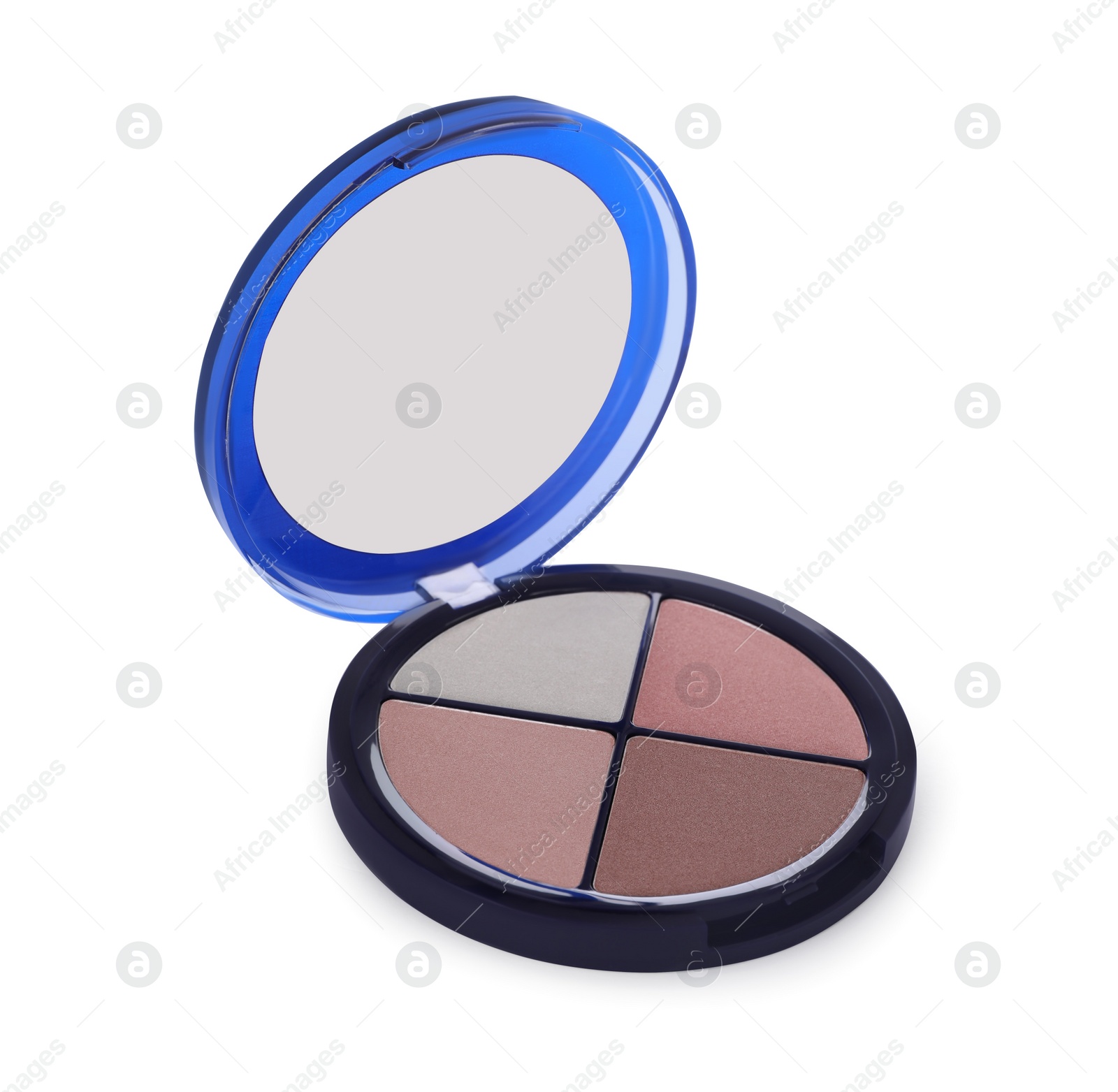 Photo of Colorful contouring palette on white background. Professional cosmetic product