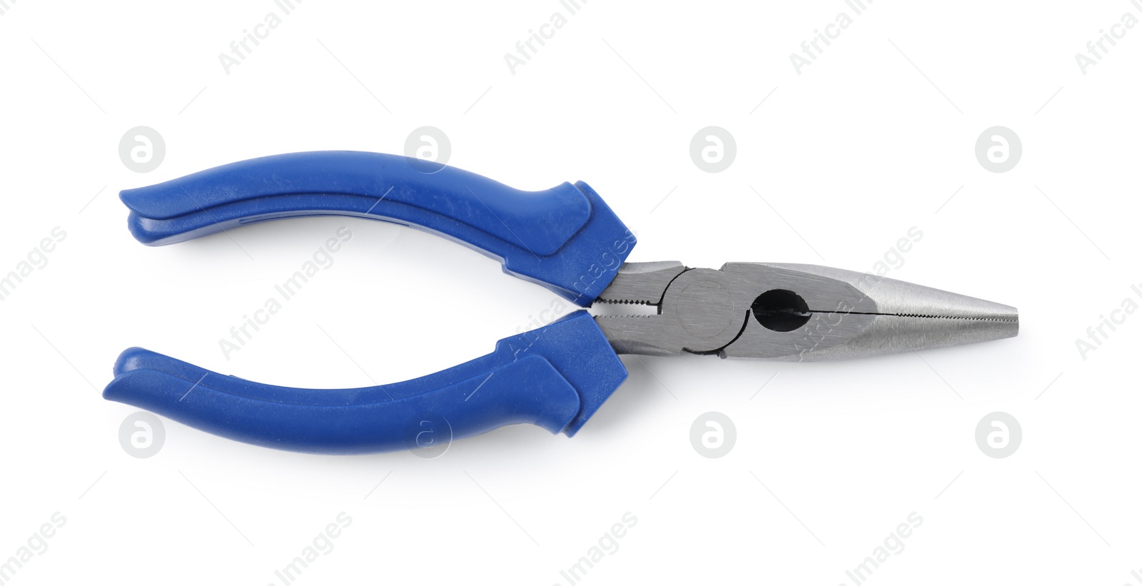 Photo of One needle nose pliers isolated on white, top view