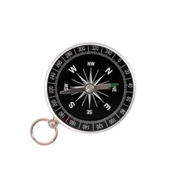 One compass isolated on white, top view. Tourist equipment
