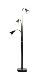 Photo of Modern floor lamp on white background. Idea for interior design