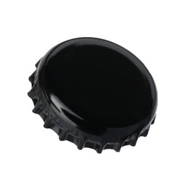 One black beer bottle cap isolated on white