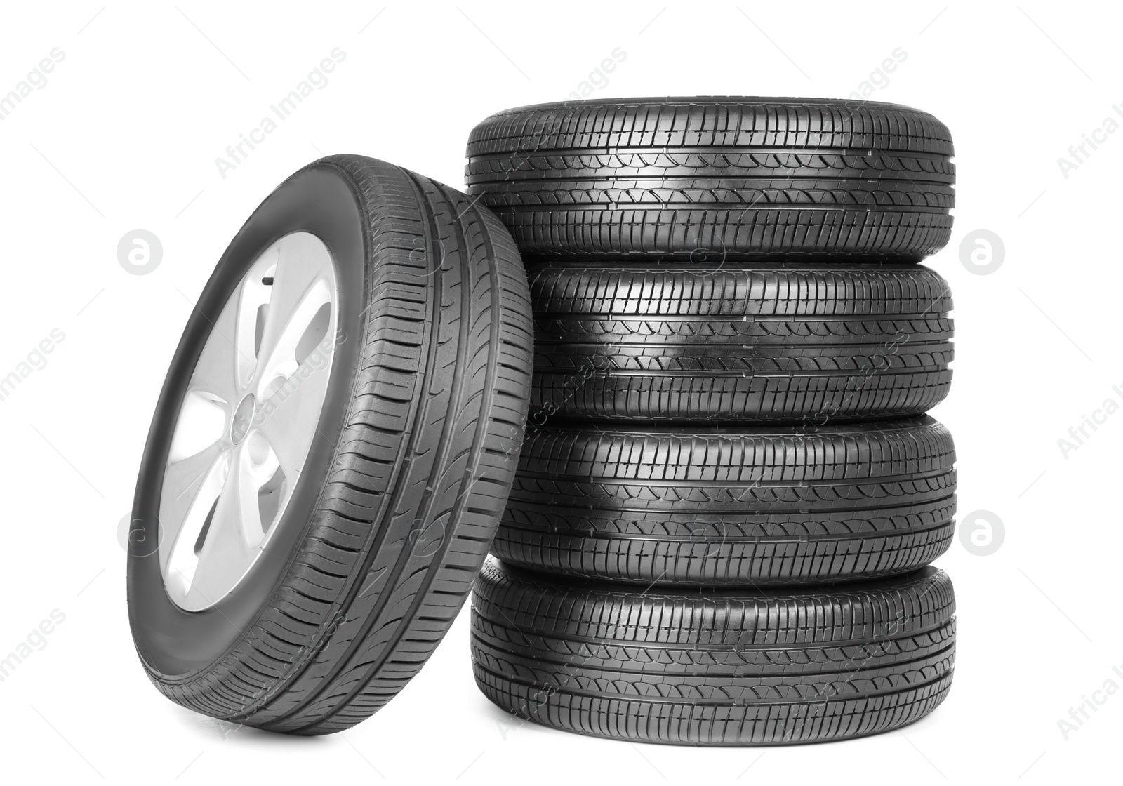 Photo of Car tires on white background