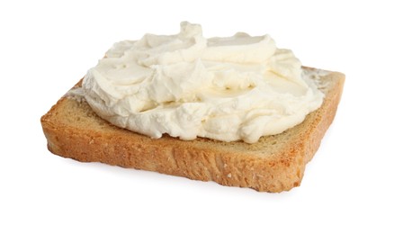 Toasted bread with cream cheese isolated on white