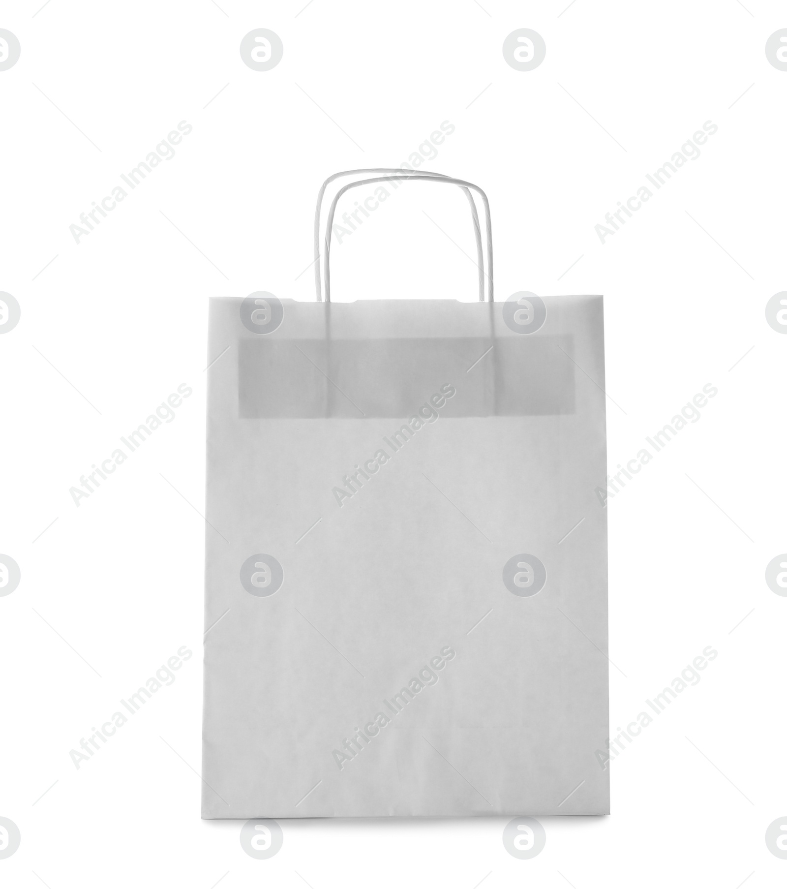 Photo of Mockup of paper shopping bag on white background