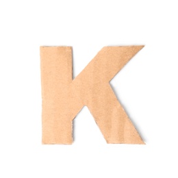 Photo of Letter K made of cardboard on white background