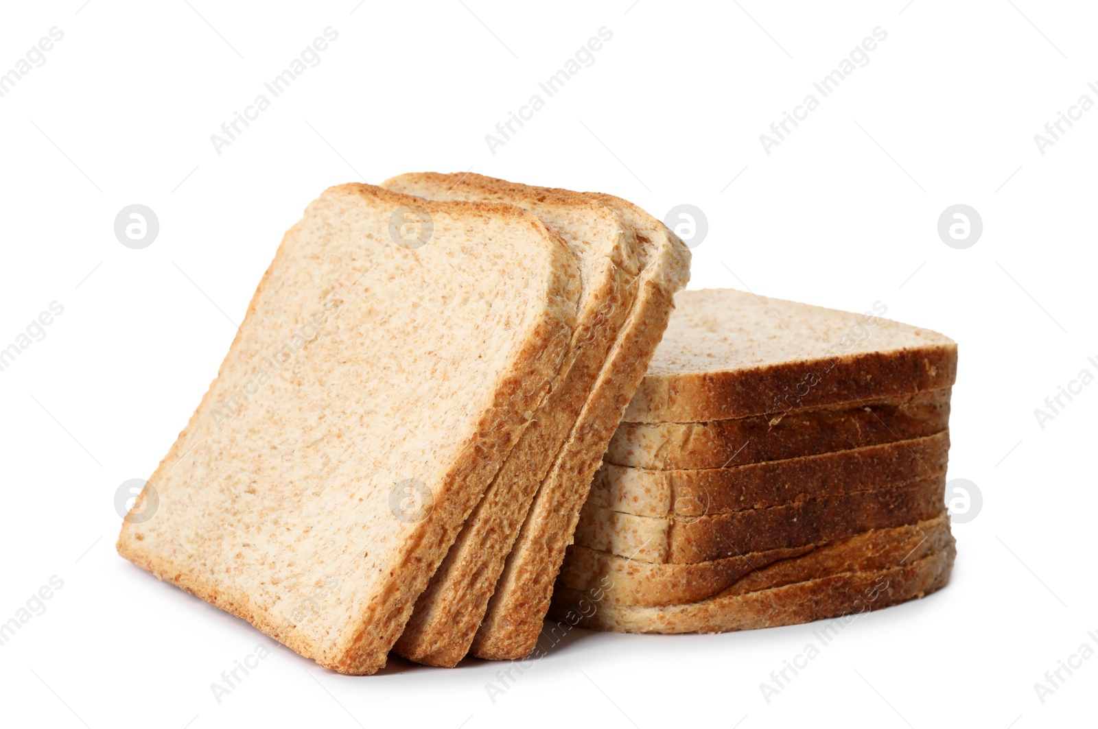 Photo of Slices of wheat bread isolated on white