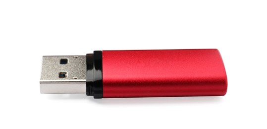 Red usb flash drive isolated on white