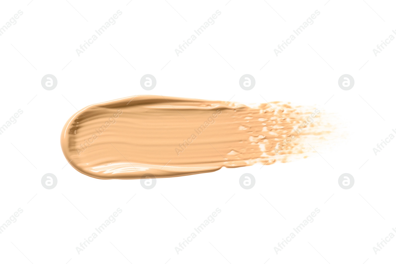 Photo of Smear of liquid skin foundation isolated on white, top view