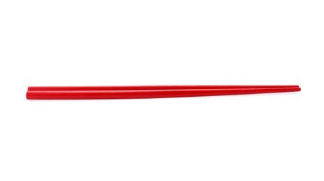 Photo of Pair of red chopsticks isolated on white