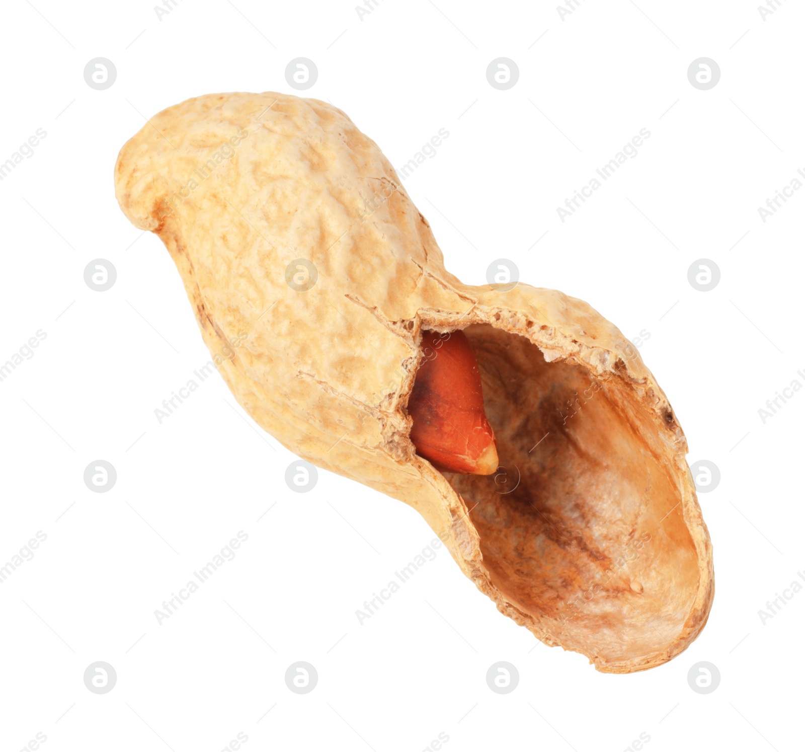 Photo of Broken raw peanut pod isolated on white