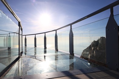 Beautiful view from observation deck under blue sky