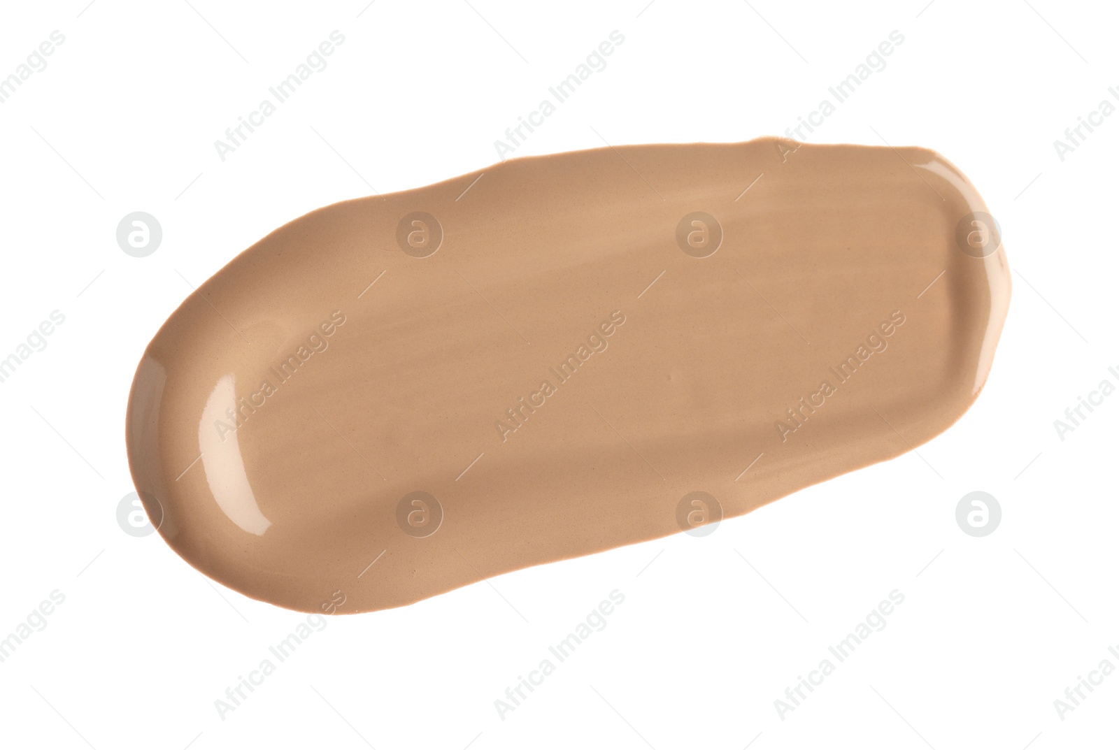 Photo of Smear of liquid skin foundation isolated on white, top view