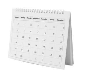 Paper calendar isolated on white. Planning concept