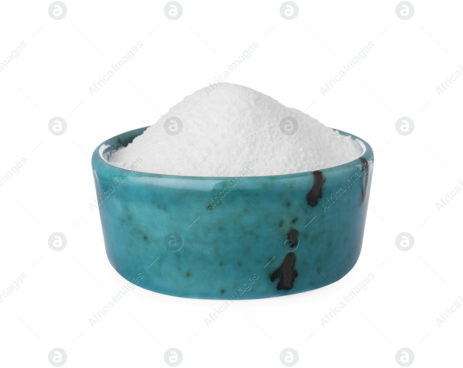 Photo of Bowl of natural starch isolated on white