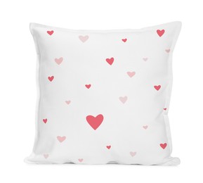 Image of Soft pillow with cute print isolated on white