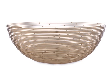 Photo of Stylish decorative metal bowl isolated on white