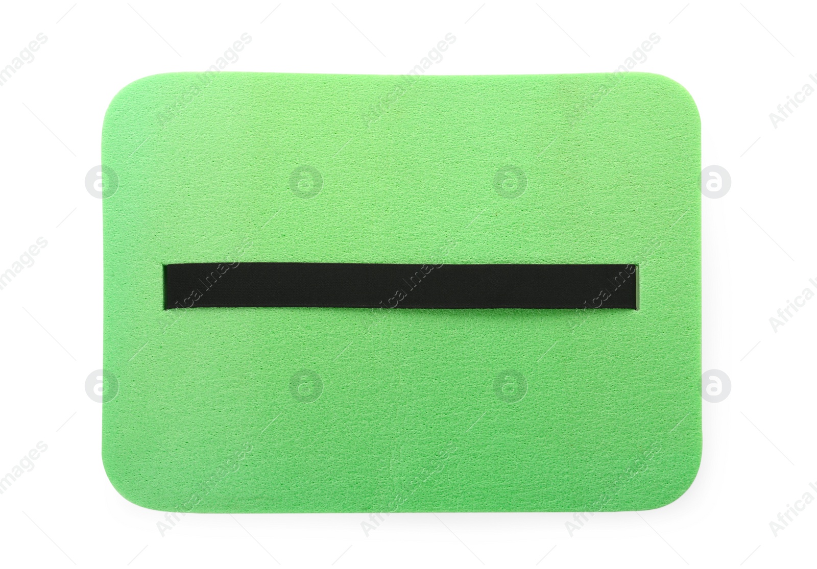 Photo of Green foam seat mat for tourist isolated on white, top view