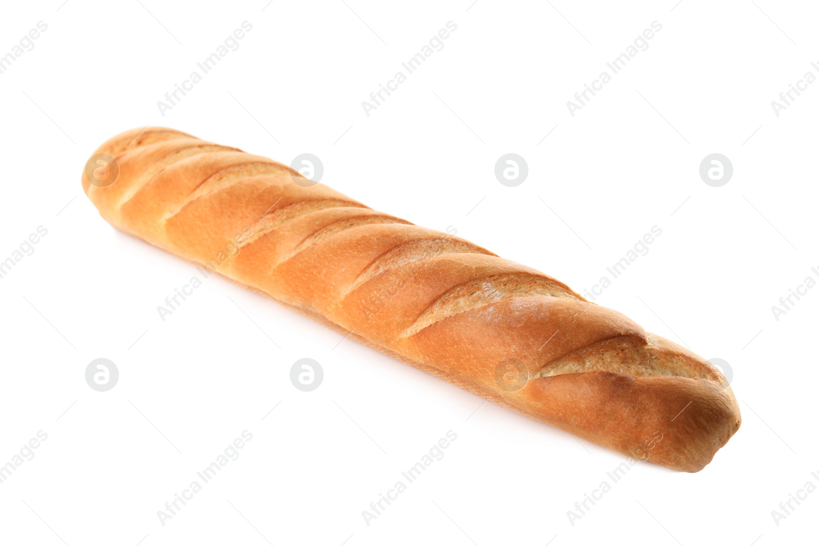 Photo of Tasty baguette isolated on white. Fresh bread